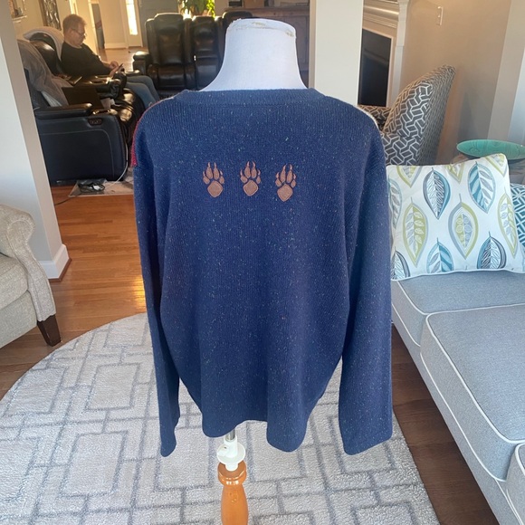 Vintage Y2K cottage core patchwork cardigan wildlife/winter theme sweater Large - Picture 4 of 5